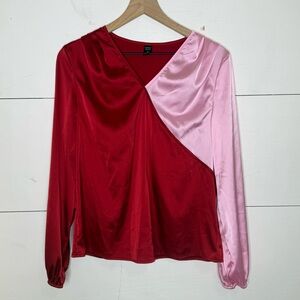 Emery Rose • Two-Tone Red and Pink Blouse Size Medium